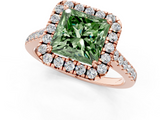 Rose gold Fancy Green Princess  Halo Pavé Diamond Engagement Ring with Four-Prong Setting_4