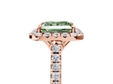 Rose gold Fancy Green Princess  Halo Pavé Diamond Engagement Ring with Four-Prong Setting_8