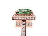 Rose gold Fancy Green Princess  Halo Pave Band Solitaire Ring with Prong Setting_33