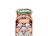 Rose gold Fancy Green Princess  Halo Pave Diamond Engagement Ring with Milgrain Detailing_22