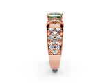 Rose gold Fancy Green Princess  Halo Pave Diamond Engagement Ring with Milgrain Detailing_31