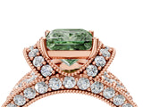 Rose gold Fancy Green Princess  Halo Pave Diamond Engagement Ring with Milgrain Detailing_33