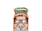 Rose gold Fancy Green Princess  Halo Pave Diamond Engagement Ring with Milgrain Detailing_34