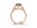 Rose gold Fancy Green Princess  Halo Pave Split Shank Prong Setting Ring_96