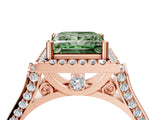 Rose gold Fancy Green Princess  Halo Pave Split Shank Prong Setting Ring_97