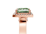 Rose gold Fancy Green Princess  Halo Pave Split Shank Prong Setting Ring_98