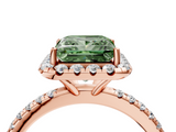 Rose gold Fancy Green Princess  Halo Round Diamond Pavé Band Four-Prong Ring_7