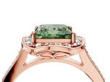 Rose gold Fancy Green Princess  Halo Round Diamond Pave Band with Four-Prong Setting_42