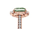 Rose gold Fancy Green Princess  Halo Round Diamond Pave Band with Four-Prong Setting_43