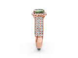 Rose gold Fancy Green Princess  Halo Round Diamond Pave Band with Prong Setting 2