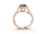 Rose gold Fancy Green Princess  Halo Round Diamond Pave Band with Prong Setting 3