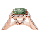 Rose gold Fancy Green Princess  Halo Round Diamond Pave Band with Prong Setting 4