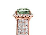 Rose gold Fancy Green Princess  Halo Round Diamond Pave Band with Prong Setting 5