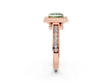 Rose gold Fancy Green Princess  Halo Solitaire Diamond Ring with Pave Band and Bezel Setting_32