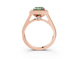 Rose gold Fancy Green Princess  Halo Solitaire Diamond Ring with Pave Band and Bezel Setting_33