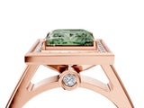 Rose gold Fancy Green Princess  Halo Solitaire Diamond Ring with Pave Band and Bezel Setting_34