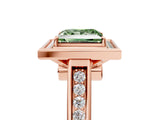 Rose gold Fancy Green Princess  Halo Solitaire Diamond Ring with Pave Band and Bezel Setting_35
