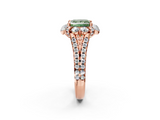 Rose gold Fancy Green Princess  Halo Split Shank Diamond Engagement Ring with Pave Band and Four-Prong Setting_2