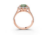 Rose gold Fancy Green Princess  Halo Split Shank Diamond Engagement Ring with Pave Band and Four-Prong Setting_3