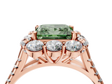 Rose gold Fancy Green Princess  Halo Split Shank Diamond Engagement Ring with Pave Band and Four-Prong Setting_4