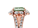 Rose gold Fancy Green Princess  Halo Split Shank Diamond Engagement Ring with Pave Band and Four-Prong Setting_5