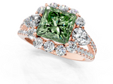 Rose gold Fancy Green Princess  Halo Split Shank Diamond Engagement Ring with Prong Setting_1