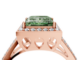 Rose gold Fancy Green Princess  Halo Split Shank Diamond Ring with Four-Prong Setting_4