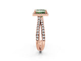 Rose gold Fancy Green Princess  Halo Split Shank Diamond Ring with Pavé Setting_27
