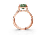 Rose gold Fancy Green Princess  Halo Split Shank Diamond Ring with Pavé Setting_28