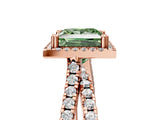 Rose gold Fancy Green Princess  Halo Split Shank Diamond Ring with Pavé Setting_30
