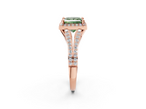 Rose gold Fancy Green Princess  Halo Split Shank Diamond Ring with Prong Setting_2