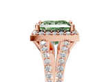 Rose gold Fancy Green Princess  Halo Split Shank Diamond Ring with Prong Setting_5