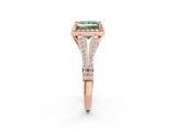 Rose gold Fancy Green Princess  Halo Split Shank Pave Diamond Ring with Four-Prong Setting_31