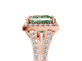 Rose gold Fancy Green Princess  Halo Split Shank Pave Diamond Ring with Four-Prong Setting_34