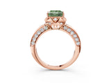 Rose gold Fancy Green Princess  Halo Split Shank Pave Diamond Ring with Petal Prong Setting_24