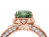 Rose gold Fancy Green Princess  Halo Split Shank Pave Diamond Ring with Petal Prong Setting_25