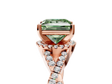 Rose gold Fancy Green Princess  Halo Twist Band Solitaire Prong Setting Ring_5