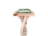 Rose gold Fancy Green Princess  Halo Twist Band Solitaire Ring_5