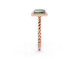 Rose gold Fancy Green Princess  Halo Twisted Band Four-Prong Diamond Ring_2