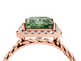Rose gold Fancy Green Princess  Halo Twisted Band Four-Prong Diamond Ring_4