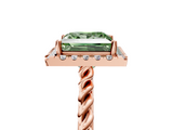 Rose gold Fancy Green Princess  Halo Twisted Band Four-Prong Diamond Ring_5