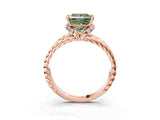 Rose gold Fancy Green Princess  Halo Twisted Band Four-Prong Ring_23