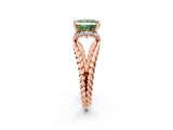 Rose gold Fancy Green Princess  Halo Twisted Band Four-Prong Ring_34