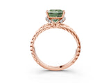 Rose gold Fancy Green Princess  Halo Twisted Band Four-Prong Ring_35