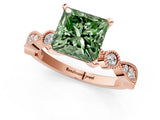 Rose gold Fancy Green Princess  Milgrain Bezel Diamond Engagement Ring with Solitaire Prong Setting_35