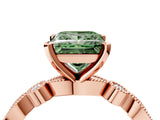Rose gold Fancy Green Princess  Milgrain Bezel Diamond Engagement Ring with Solitaire Prong Setting_38