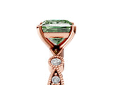 Rose gold Fancy Green Princess  Milgrain Bezel Diamond Engagement Ring with Solitaire Prong Setting_39