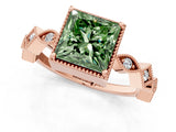 Rose gold Fancy Green Princess  Milgrain Marquise Diamond Twist Band Ring_63