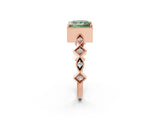Rose gold Fancy Green Princess  Milgrain Marquise Diamond Twist Band Ring_64
