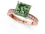 Rose gold Fancy Green Princess  Milgrain Pave Diamond Engagement Ring with Four-Prong Setting_1